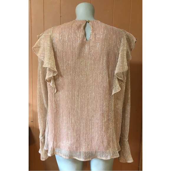 NWT Andree by Unit Blush Metallic Top with Ruffles L - Picture 3 of 9